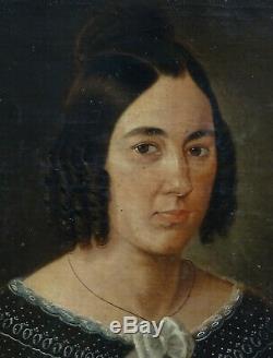 Portrait de Femme Epoque Louis Philippe Ecole Française du XIXème Siècle HST