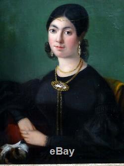 Portrait de Femme Epoque Louis Philippe Ecole Française du XIXème siècle HST