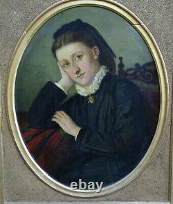 Portrait de Femme Epoque Napoléon III Ecole Française fin du XIXème siècle HST