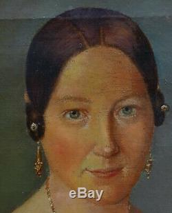 Portrait de Femme Huile sur Toile époque Louis Philippe XIXème siècle