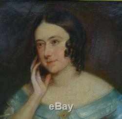 Portrait de Femme Huile sur Toile époque Napoleon III XIXème siècle