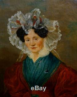 Portrait de Femme Marie Combeneire Epoque Charles X XIXème siècle HST
