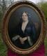 Portrait De Femme Ovale Epoque Second Empire Huile/toile Du Xix&egrave;me Si&egrave;cle