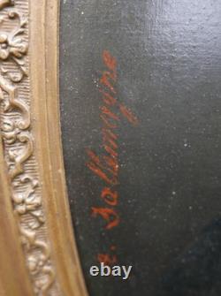 Portrait de Femme Ovale Epoque Second Empire Huile/Toile du XIXème siècle