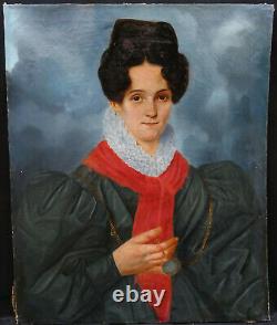 Portrait de Femme d'Epoque Charles X Ecole Française du XIXème siècle HST