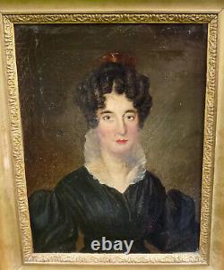 Portrait de Femme d'Epoque Charles X Huile/ Toile du XIXème siècle