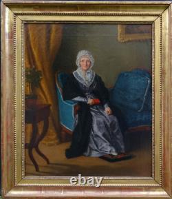 Portrait de Femme d'Epoque Charles X Huile/Toile du début du XIXème Siècle