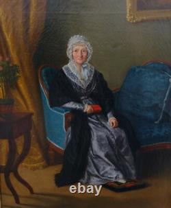 Portrait de Femme d'Epoque Charles X Huile/Toile du début du XIXème Siècle