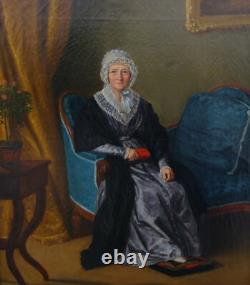 Portrait de Femme d'Epoque Charles X Huile/Toile du début du XIXème Siècle