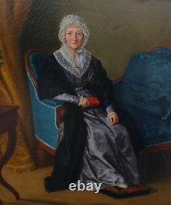 Portrait de Femme d'Epoque Charles X Huile/Toile du début du XIXème Siècle