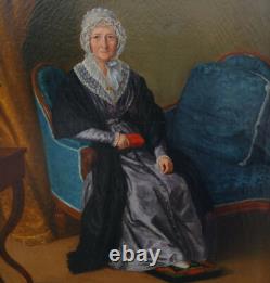 Portrait de Femme d'Epoque Charles X Huile/Toile du début du XIXème Siècle
