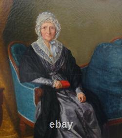 Portrait de Femme d'Epoque Charles X Huile/Toile du début du XIXème Siècle