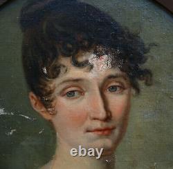 Portrait de Femme d'Epoque Ier Empire Ecole Française du XIXème siècle HST