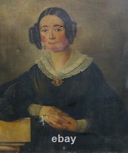 Portrait de Femme d'Epoque Louis Philippe Ecole Française du XIXème siècle HST