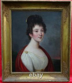 Portrait de Jeune Femme Epoque 1er Empire Ecole Française du XIXème siècle HST