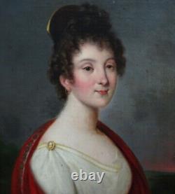Portrait de Jeune Femme Epoque 1er Empire Ecole Française du XIXème siècle HST