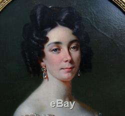 Portrait de Jeune Femme Epoque Charles X Ecole Française du XIXème siècle HST