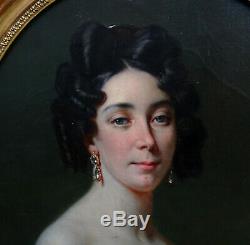 Portrait de Jeune Femme Epoque Charles X Ecole Française du XIXème siècle HST