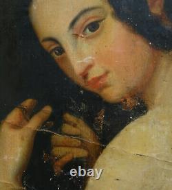 Portrait de Jeune Femme Epoque Charles X Huile sur Toile du début XIXème siècle