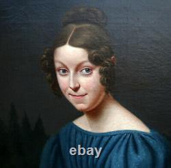 Portrait de Jeune Femme d'Epoque Charles X Ecole Française du XIXème siècle HST