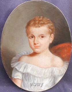 Portrait de Jeune Garçon Epoque Louis Philippe Huile/Toile XIXème siècle