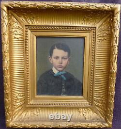 Portrait de Jeune Homme Epoque Second Empire Huile/Panneau du XIXème siècle