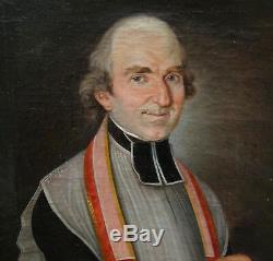 Portrait de curé Epoque Restauration début XIXème siècle Huile sur toile Prêtre