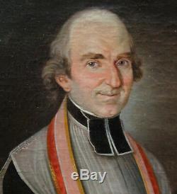Portrait de curé Epoque Restauration début XIXème siècle Huile sur toile Prêtre