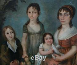 Portrait de famille Femme Epoque 1er Empire Hst début XIXème Siècle