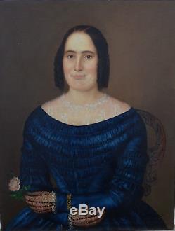 Portrait de femme Epoque Louis Philippe HST Ecole française XIXème siècle