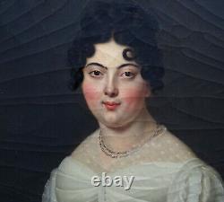 Portrait de femme Epoque Louis XVIII Ecole française du XIXème H/T
