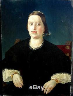 Portrait de femme Epoque restauration HST début XIXème siècle