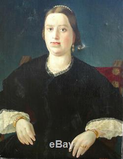 Portrait de femme Epoque restauration HST début XIXème siècle