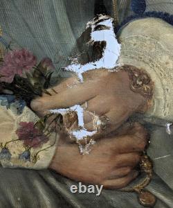 Portrait de femme à l'huile époque Empire XIXème