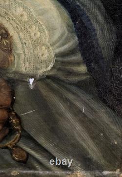 Portrait de femme à l'huile époque Empire XIXème