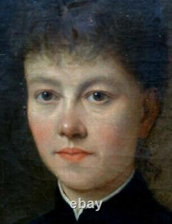 Portrait de femme d'Epoque fin XIXème siècle Ecole Française du XIXème HST