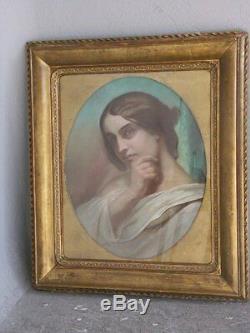 Portrait de femme en pastel époque XIXème