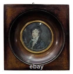 Portrait de gentilhomme miniature époque XIXème