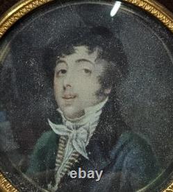 Portrait de gentilhomme miniature époque XIXème