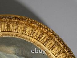 Portrait de jeune femme dans le goût du XVIII ème, huile sur bois époque XIX ème