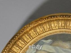 Portrait de jeune femme dans le goût du XVIII ème, huile sur bois époque XIX ème