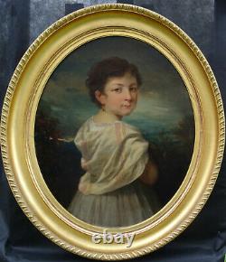 Portrait de jeune fille Epoque Louis Philippe Second Empire H/T du XIXème siècle