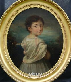 Portrait de jeune fille Epoque Louis Philippe Second Empire H/T du XIXème siècle