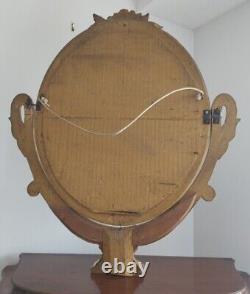 Psyché Miroir/ Coiffeuse Ovale Époque Empire En Bois Doré Feuilles D'or XIX Èm