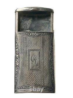 Pyrogène Boîte à Allumettes Objet Fumeur Argent Époque XIXème Antique Silver Box