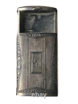 Pyrogène Boîte à Allumettes Objet Fumeur Argent Époque XIXème Antique Silver Box