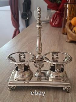 Rare Huilier Vinaigrier ARGENT MASSIF Epoque Empire Restauration Debut XIXÈME