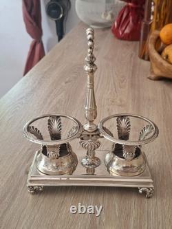 Rare Huilier Vinaigrier ARGENT MASSIF Epoque Empire Restauration Debut XIXÈME