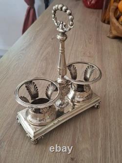 Rare Huilier Vinaigrier ARGENT MASSIF Epoque Empire Restauration Debut XIXÈME