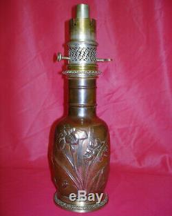 Rare Lampes À Pétrole Gagneau En Bronze Du XIX Ème Siecle. D'époque Art Nouveau